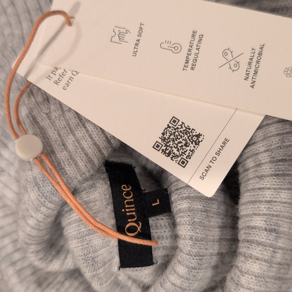 Quince Light Gray Ribbed Turtleneck Sweater - Picture 4 of 8